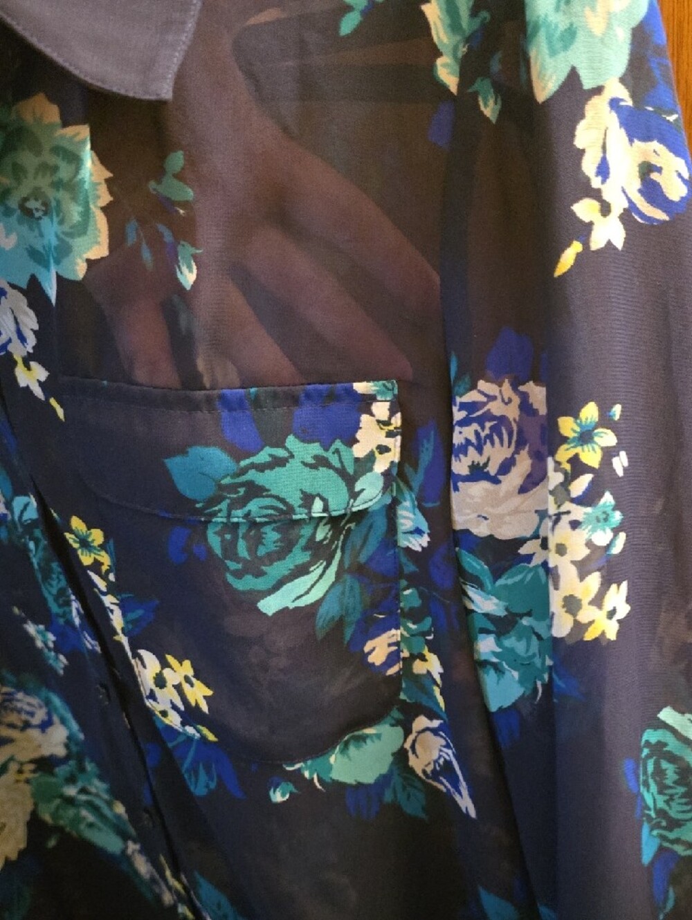 Old Navy Sheer Floral Button Down Blouse - Picture 3 of 6